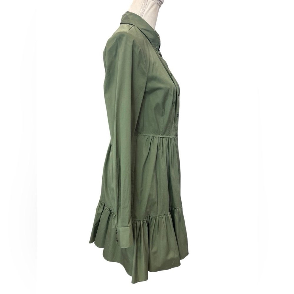 Veronica Beard Delbie Shirt Dress Green Tiered Mini NWT Size 8 - Picture 7 of 10